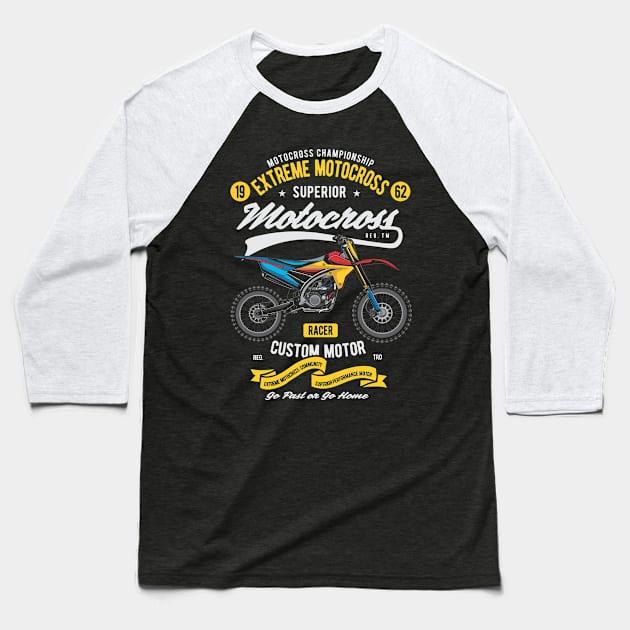 Extreme Motorcross Baseball T-Shirt by Hudkins